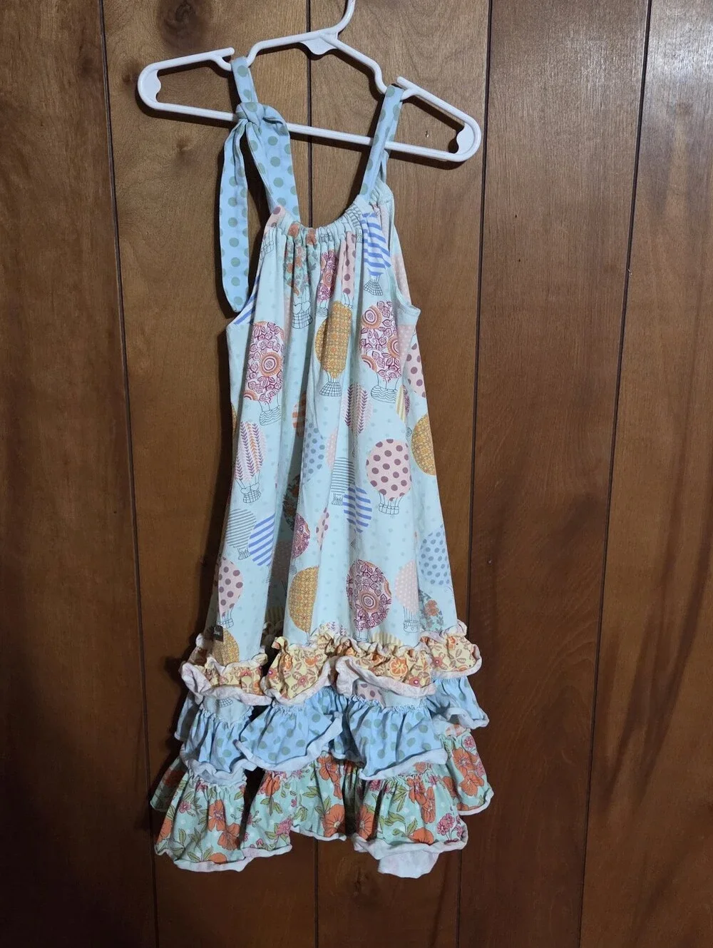 Matilda Jane Girls Dress UP IN THE AIR Hot Air Balloon Ruffle Tiered Size 8